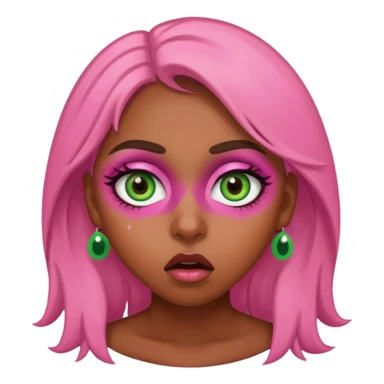 pink green shocked brown girl eyeballs sticker