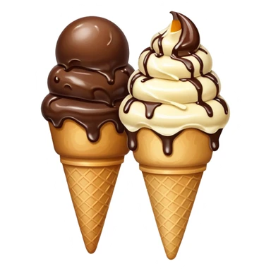 Create an image with 2 scoops of icecream slighted inverted ly placed aginst each other sticker
