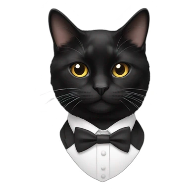 Tuxedo cat in tie, lot of black fur sticker
