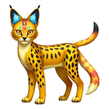 A colorful lynx-caracal-serval-fakemon-Digimon-creature-hybrid sticker