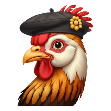rooster wearing beret sticker