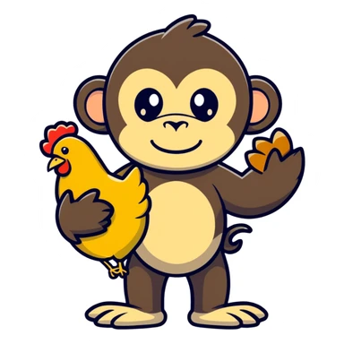 Big black monkey with chicken sticker