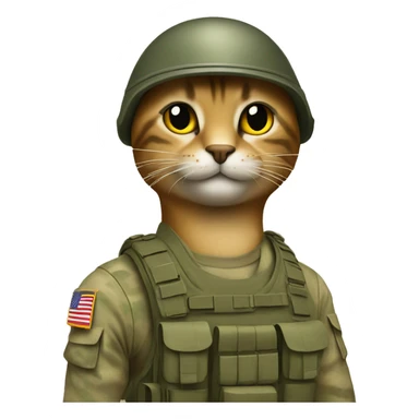 A military cat makes a military greeting sticker