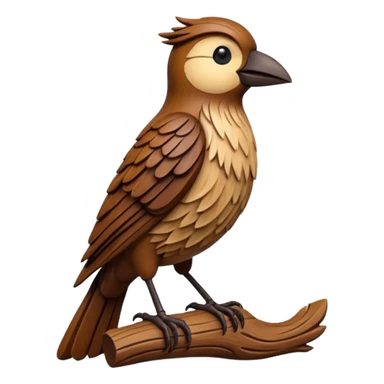 carved wood bird sticker