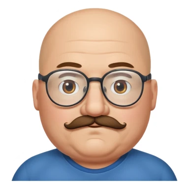 Bald fat man with glasses and moustache  sticker