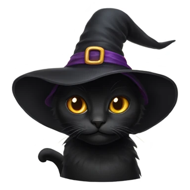 Black cat with a witch hat sticker