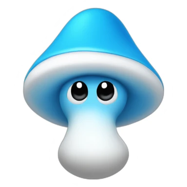 Blue smurf face with black eyes wearing a large white mushroom on his head casting a show on his face sticker