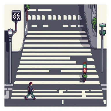 simple iconic city road with crosswalk sticker
