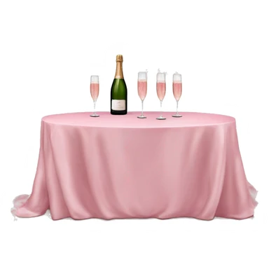Sweetheart wedding table with pink table cover, peonies, pink champagne bottle and two glasses full of champagne sticker