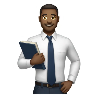 A modern man white shirt and  navy blue tie and book in hand sticker