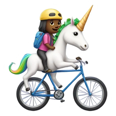 unicorn riding a bike with a dinosaur hat on sticker