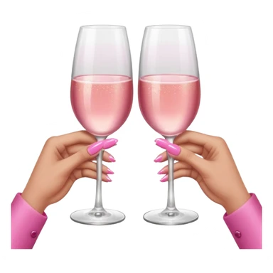 Pink champagne toast two glasses brown hands with manicured pink nails sticker