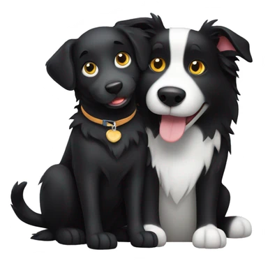 border collie dog and black cat being friends sticker