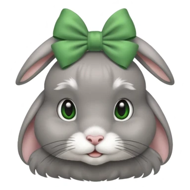 grey rabbit wear green bow sticker