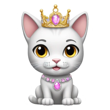 Sparkly princess-cat with tiara and necklace full body sticker