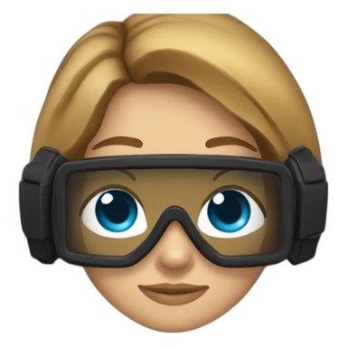 a woman with an a black scubadiver suit. she has blue eyes and an scubadiver mask brown long and straight hair sticker