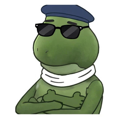 person with arms crossed with hands on neck sticker