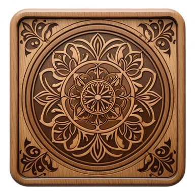 Pyrography icon, large wooden surface with detailed burn marks, intricate patterns etched into wood using a soldering iron, no flames or smoke, minimalistic style, clean lines, transparent background. sticker