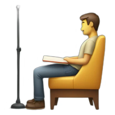 productiv man seat on chair with book sticker