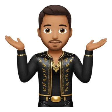 Romeo Santos with dark brown hair, black sequin outfit sticker