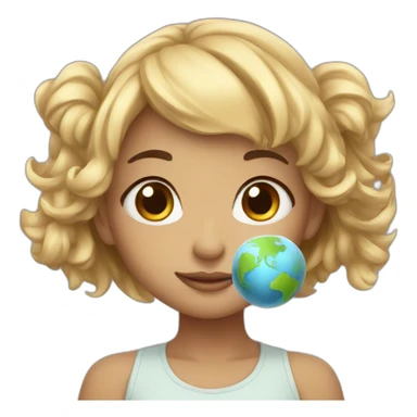 Earth headed cute girl sticker