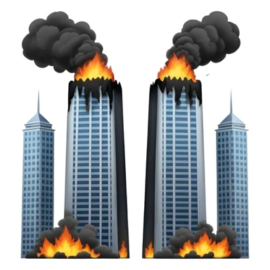 Two  similar skyscrapers and the plane that crashed into them. sticker