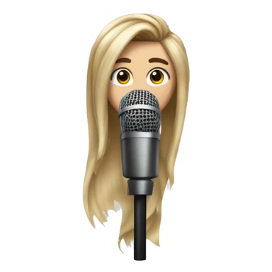 miley cyrus with long brow hair with a microphone sticker