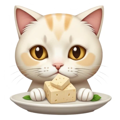 Sad cat eating tofu eating tofu sticker