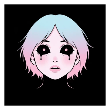 pastel horror profile picture, cute, expressive, minimal, black color palette, variation 2 sticker