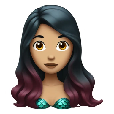 Mermaid with black hair and maroon fin sticker