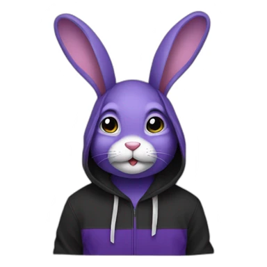 purple rabbit in a black hoodie sticker