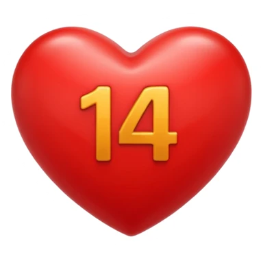 the number "14" in a red heart sticker