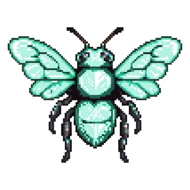 Mint green female bee with diamond wings, sparkly rhinestones, and glittery effects sticker