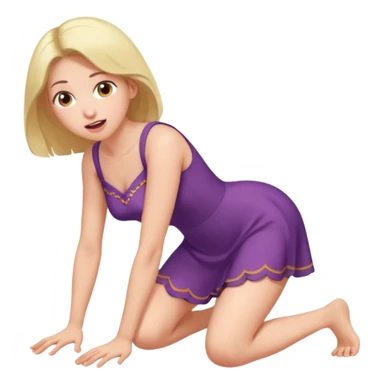 Голая девушка с удивлённый лицом, стоит раком и прикрывает свою дырочку рукой. sticker