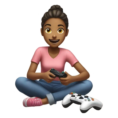 girl playing video games sticker