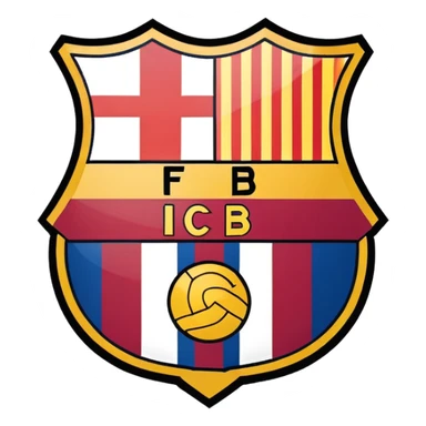 FC Barcelona logo, shield with blue and red stripes, football club emblem sticker