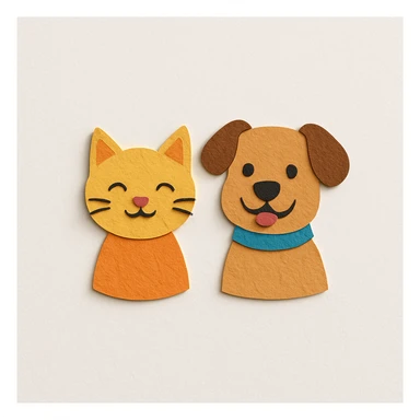 cat and dog in paper craft style sticker