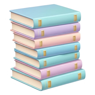 stacked pastel books with soft shadows, gentle sparkle, minimalistic clean girl vibe sticker