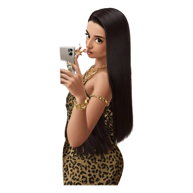 girl taking selfie with jewelry sticker