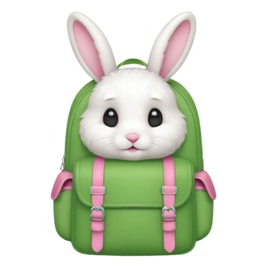 baby white rabbit wear green backpack sticker