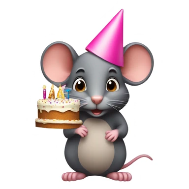 Make a rat with a birthday cake and hat sticker