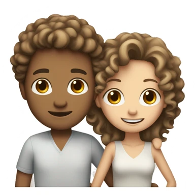 white Brown curly haired man and white brown hair woman hugging sticker