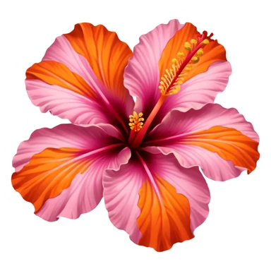 Pink and orange hibiscus flower sticker