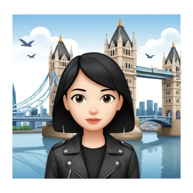 quelqu'un qui admire la vue depuis un point panoramique avec une ville avec des gratte ciel et Tower Bridge en contrebas. la personne est en hauteur et admire la vue depuis en haut
 sticker