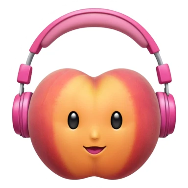 peach fruit with pink headphones sticker