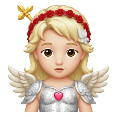 Cupid, God of Love from Gods and Goddesses with long blond hair, ivory sequin outfit sticker