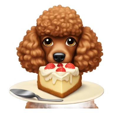 Red poodle eating cheesecake sticker