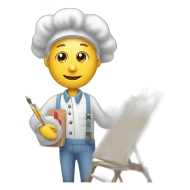 A painter holds a drawing board in one hand and a brain in the other sticker