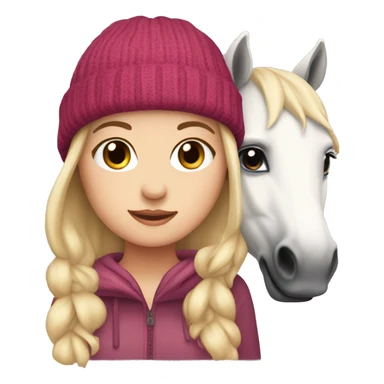 White girl with cute beanie and her horse  sticker