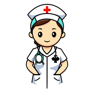 caring nurse with medical cross symbol sticker
